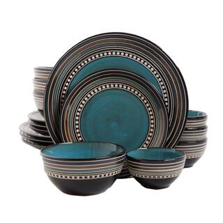 Gibson Cafe Versailles 16-Piece Casual Blue Earthenware Dinnerware Set (Service for 4) 98594644M