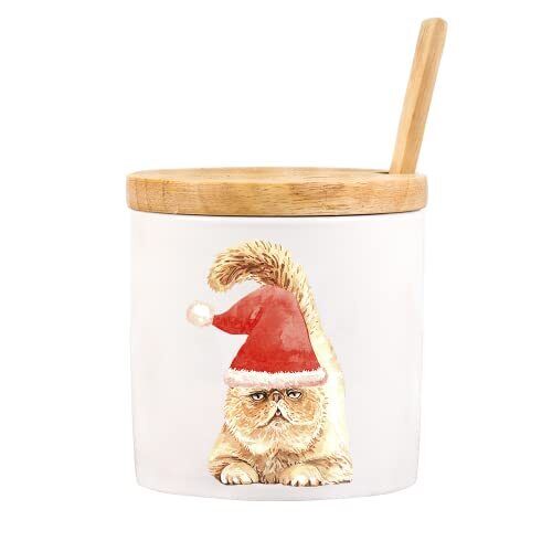 Cute Garfield Ceramic Sugar Bowl with Wooden Lid and Spoon