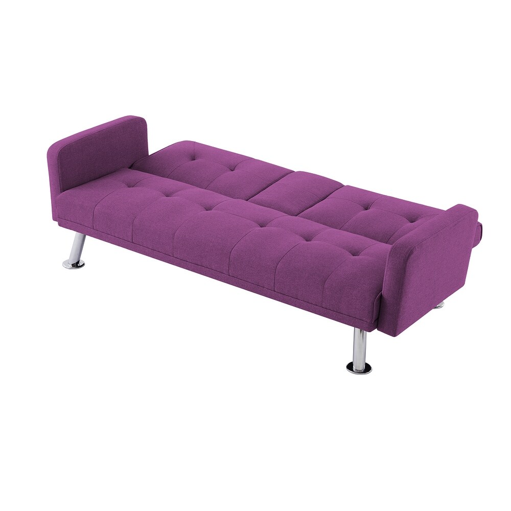 Convertible Folding Sofa Bed with Armrest Fabric Sleeper Sofa Adjustable Back Fabric Sofa Couch and Metal Leg for Living Room