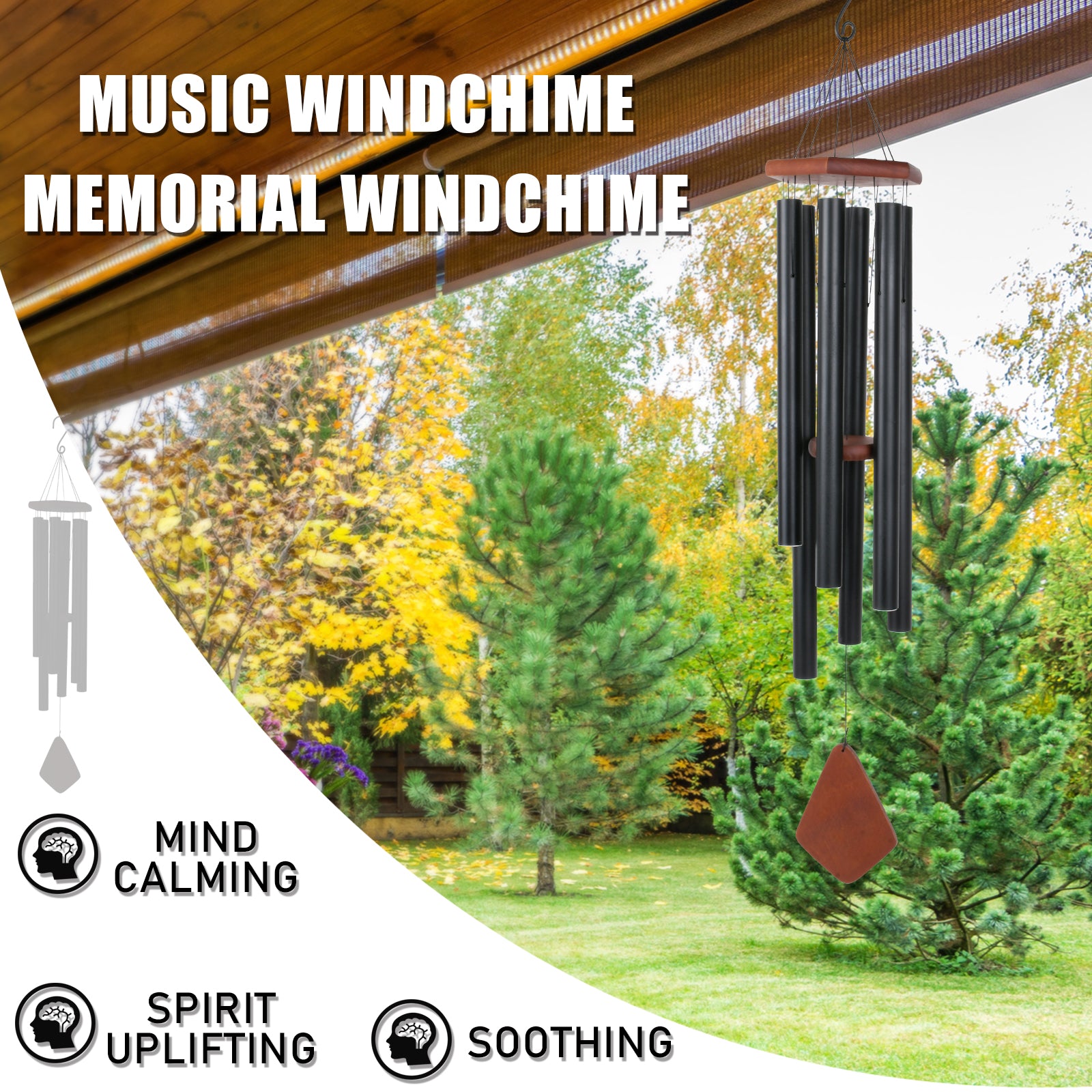 MUMTOP Wind Chimes Outdoor Metal Wind Chime with Amazing Deep Tone for Garden， Patio， Home or Outdoor Decor