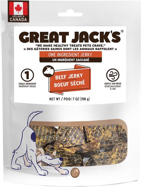 Great Jack's Air Dried Beef Jerky Dog Treats， 7-oz bag