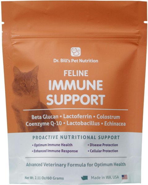 Dr. Bill's Pet Nutrition Feline Immune Support Cat Supplement Powder， 60-gm pouch