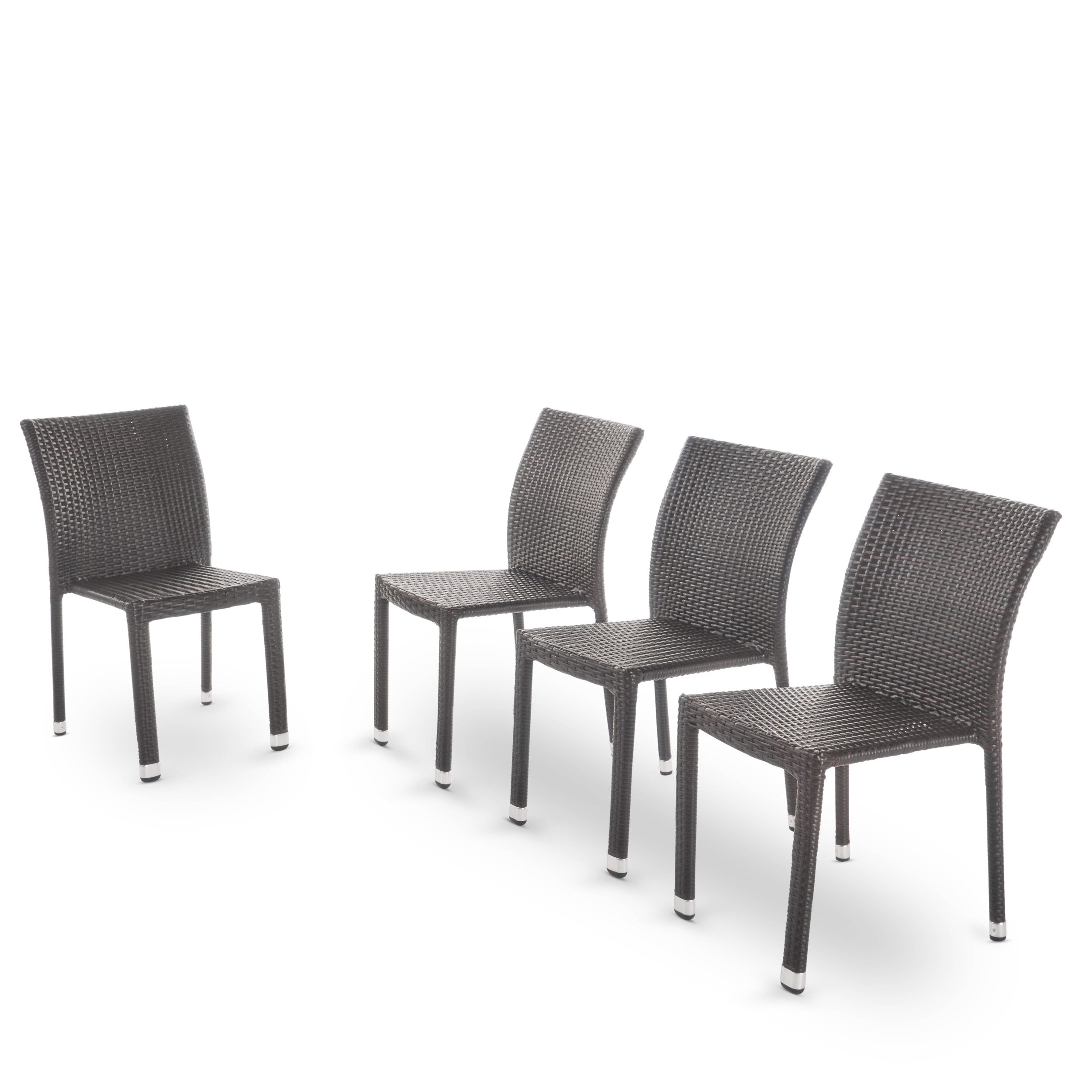 Dorside Outdoor Wicker Armless Stack Chairs With Aluminum Frame