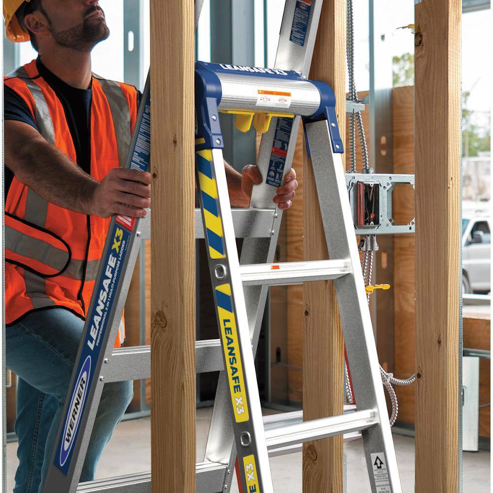 Werner LEANSAFE X3 Aluminum 3-in-1 Multi-Position Ladder ALDP376