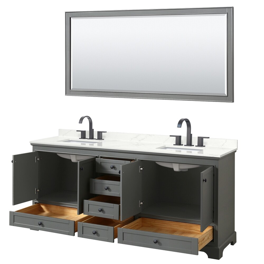 Deborah 80 inch Double Vanity  Quartz Top  70 inch Mirror