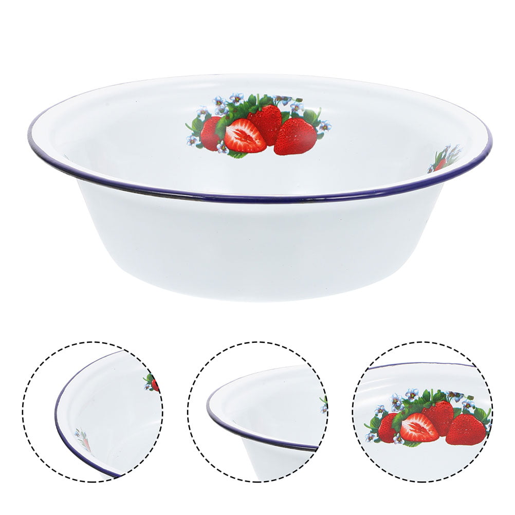 Nuolux Bowl Enamel Basin Kitchen Serving Bowls Mixing Vintage Soup Salad Food Retro Dinner Plates Enamelware Box Supply Tray