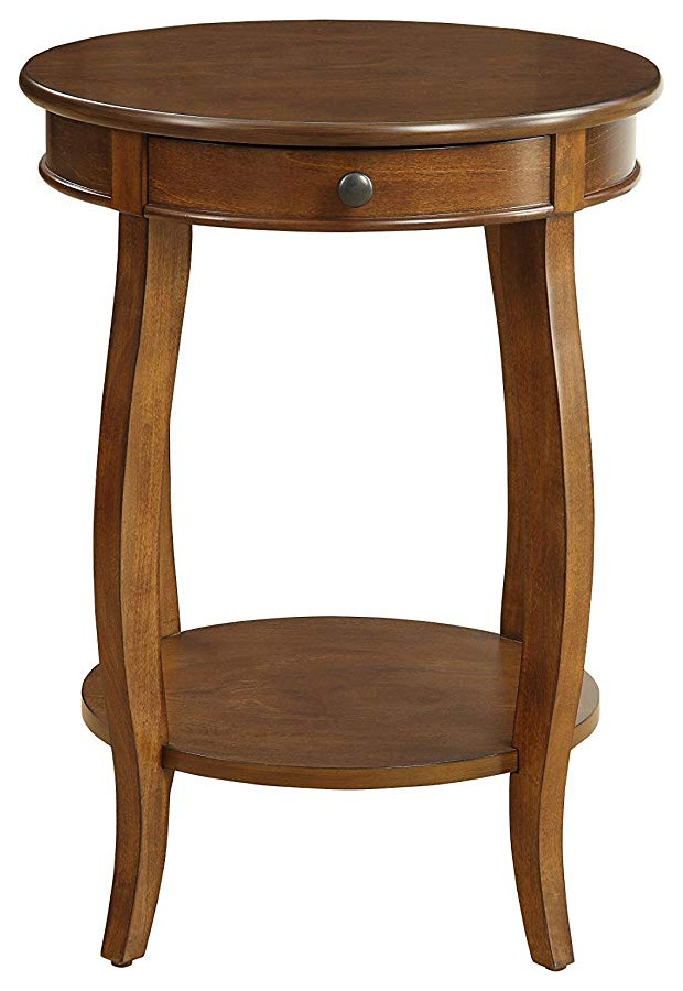 24 quotBrown Solid Wood Round End Table With Shelf   Transitional   Side Tables And End Tables   by HomeRoots  Houzz