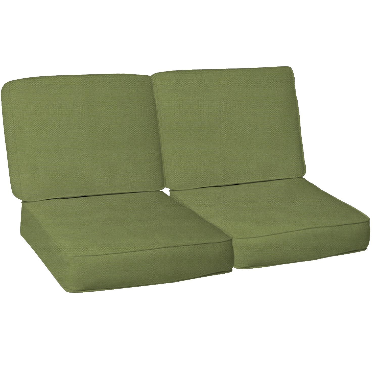 Sunbrella Spectrum Cilantro 4 Piece Small Outdoor Replacement Loveseat Cushion Set W/ Piping By Signature