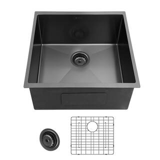 Glacier Bay Gunmetal Gunmetal Black Stainless Steel 17 in. 18-Gauge Single Bowl Undermount Bar Sink ACS1717A1H