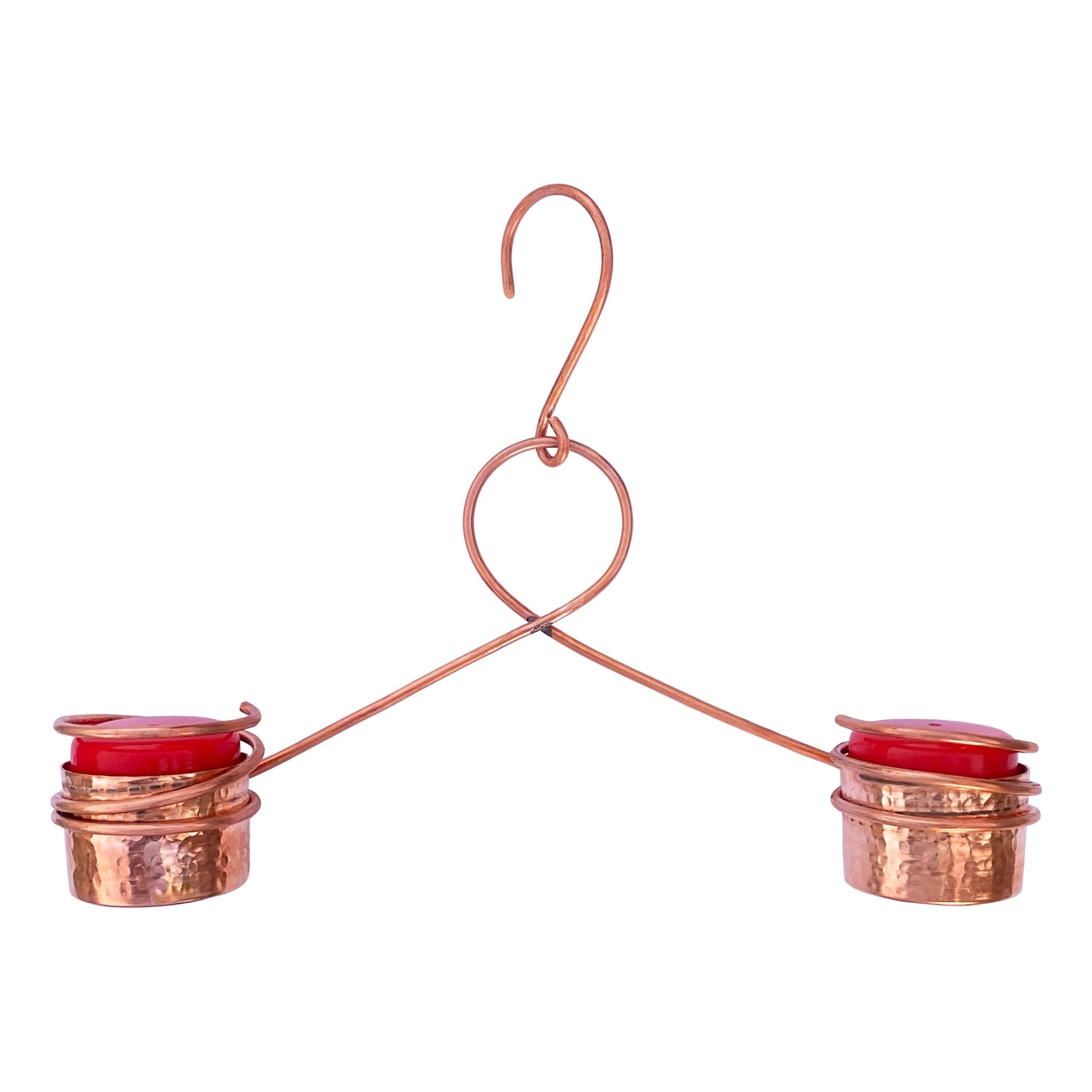 Hanging Copper Hummingbird Feeder with Double Nectar Cups