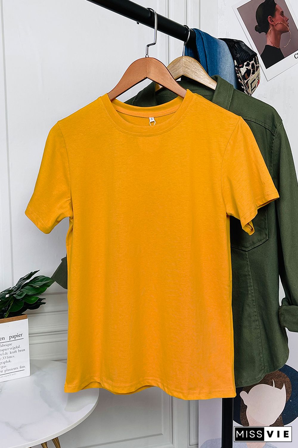 Solid Color O-neck Short Sleeve Tee Wholesale