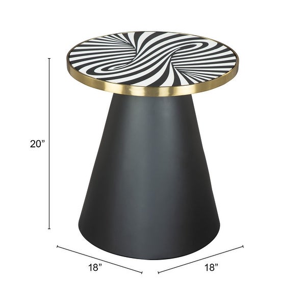 Fission Side Table White， Gold and Black - 18.1