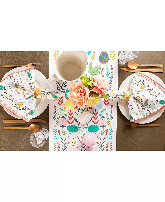 Design Imports Easter Folk Garden Embellished Table Runner