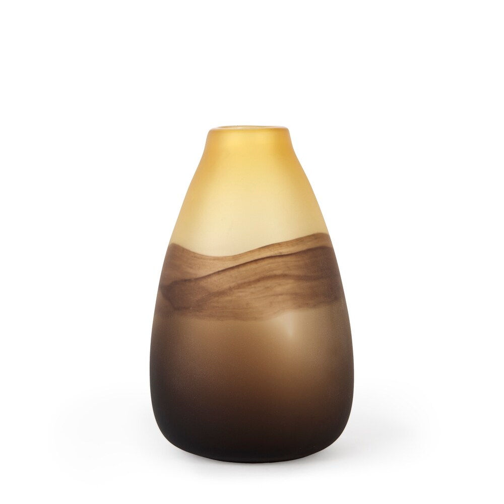 Pyla Large Yellow/Brown Glass Sand Dune Inspired Vase