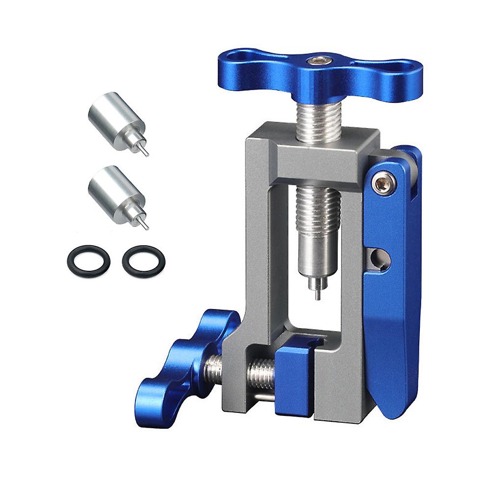 Bicycle Oil Needle Installation Tool Hydraulic Hose Needle Driver Tubing Jack Tubing Cutter Design T Head Aluminum Alloy Chuck Gray Blue