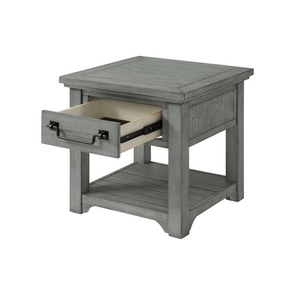 Beach House Dove Grey Solid Wood 1-Drawer End Table