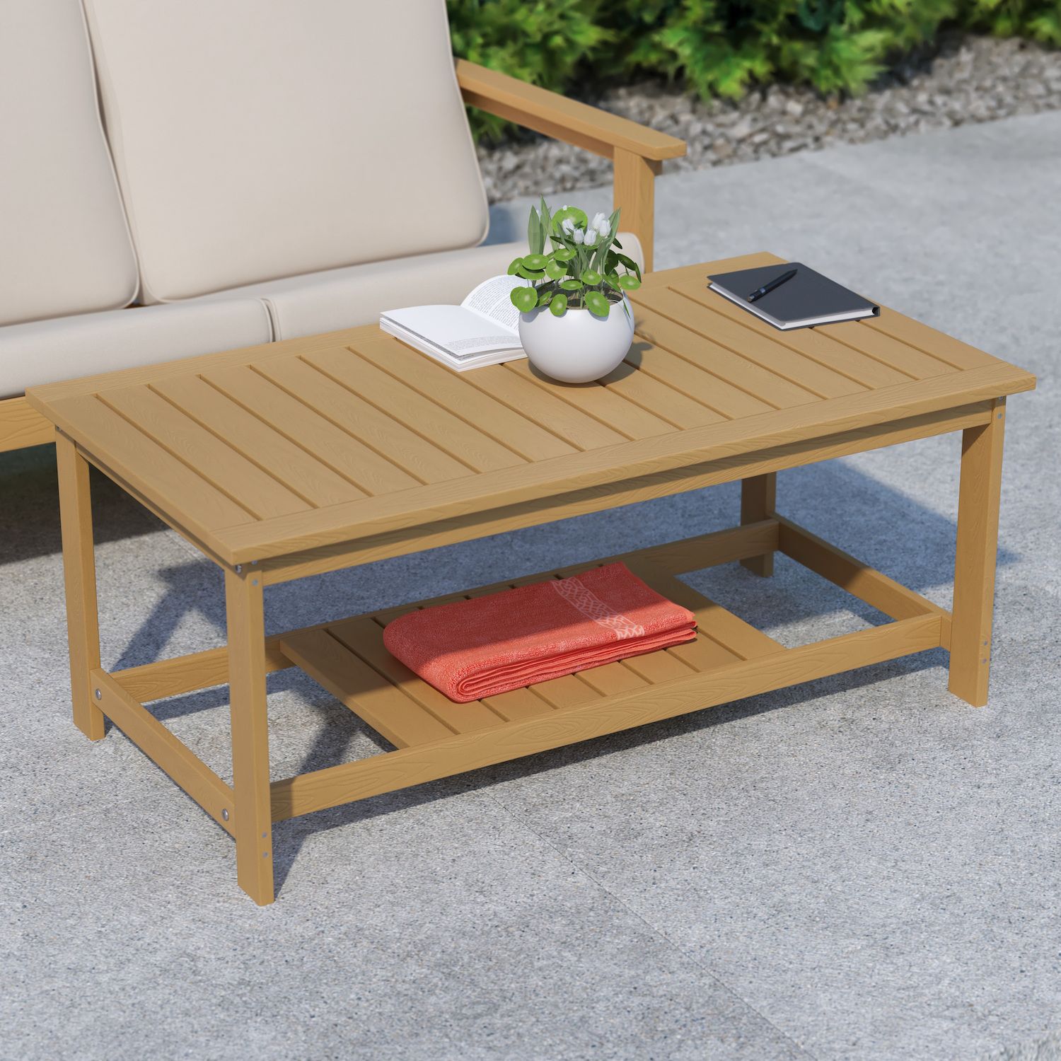 Flash Furniture Charlestown All-Weather Adirondack Slatted Coffee Table