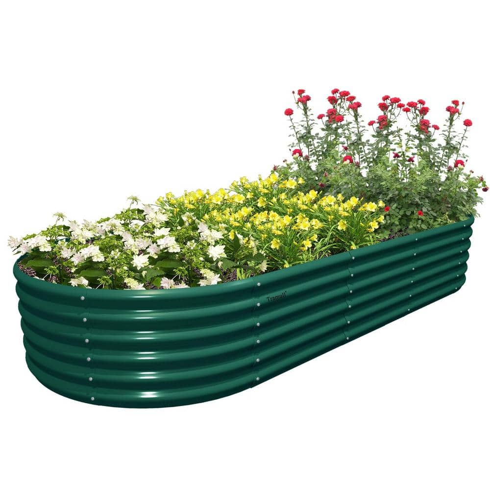 2 Pcs 96 in. L x 36 in. W x 18 in. H Rust-Resistant Oval Green Outdoor Metal Planter Box Raised Garden Beds 2024163ABC