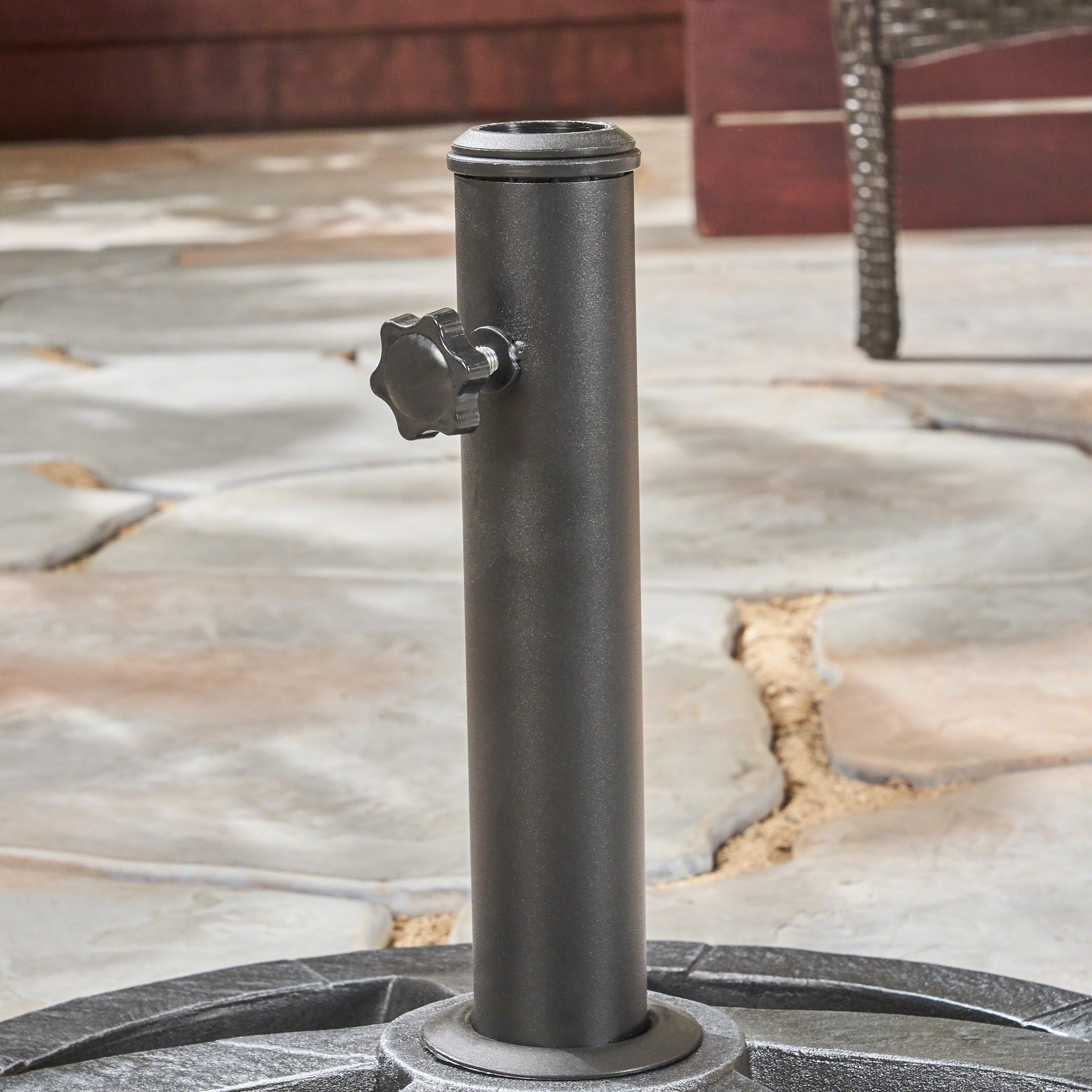 Ryan Outdoor 22lb Concrete Circular Umbrella Base, Hammered Iron