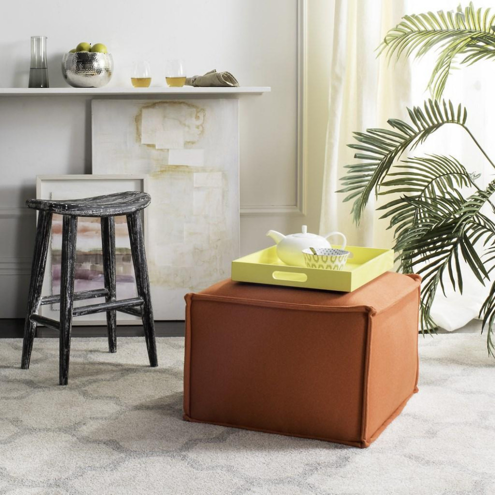 Solomon Ottoman Burnt Orange   Contemporary   Footstools And Ottomans   by AED Luxury Home Decor  Houzz