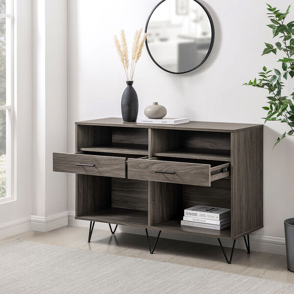 Croft Slate Gray Hairpin Leg Two-Drawer Entry Console