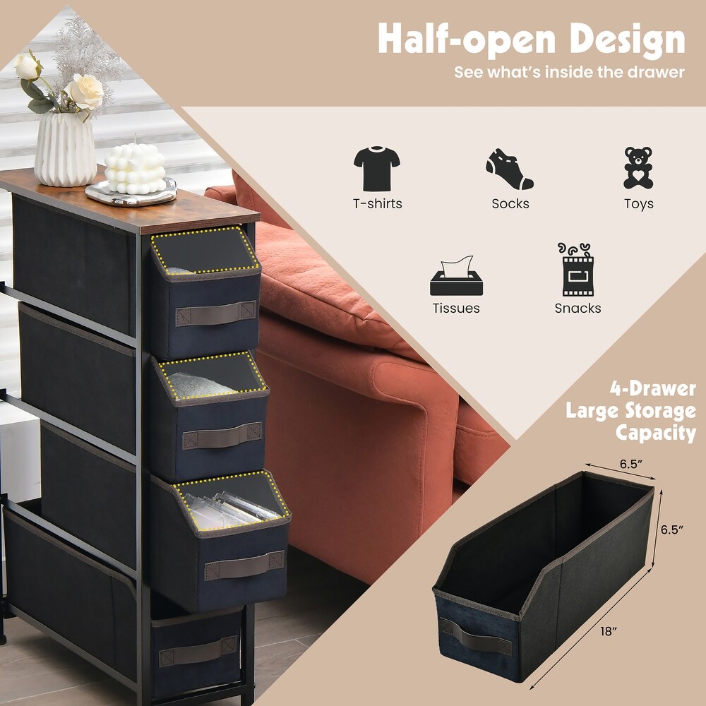 Vertical Narrow Dresser Organizer Closet Storage Cabinet with Drawers