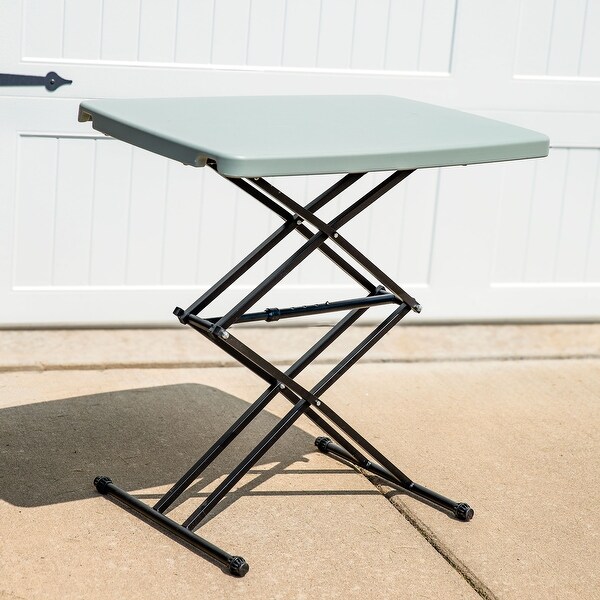 Rectangular Plastic Top Adjustable Leg Patio Table