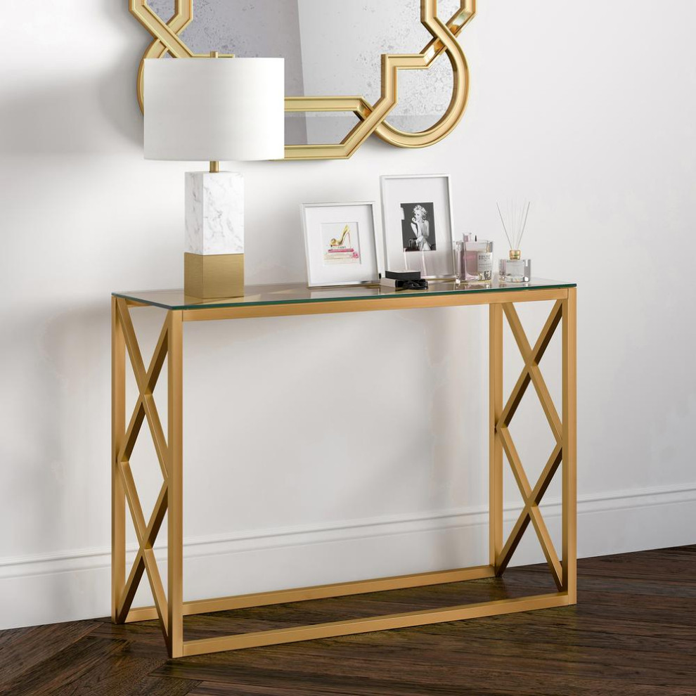 Dixon 42  x27 x27Wide Rectangular Console Table in Brass   Contemporary   Coffee Tables   by BisonOffice  Houzz