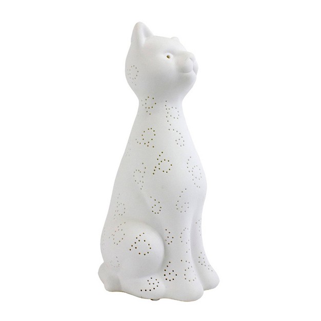 Porcelain Kitty Cat Shaped Animal Light Table Lamp White Simple Designs