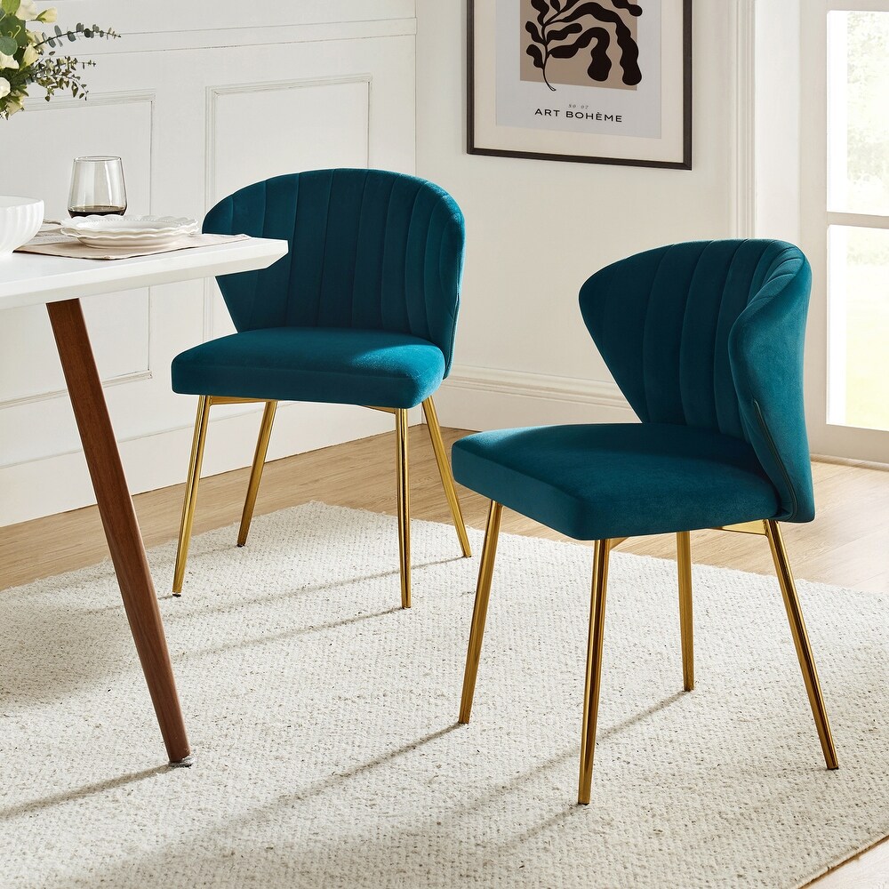 Barbara Contemporary Upholstered Side Chair with Small Base Set of 2 by HULALA HOME