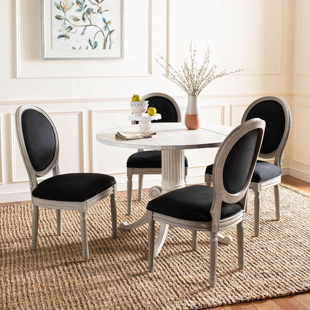 SAFAVIEH Dining Old World Holloway Black Velvet Oval Dining Chairs (Set of 2)   19.8\