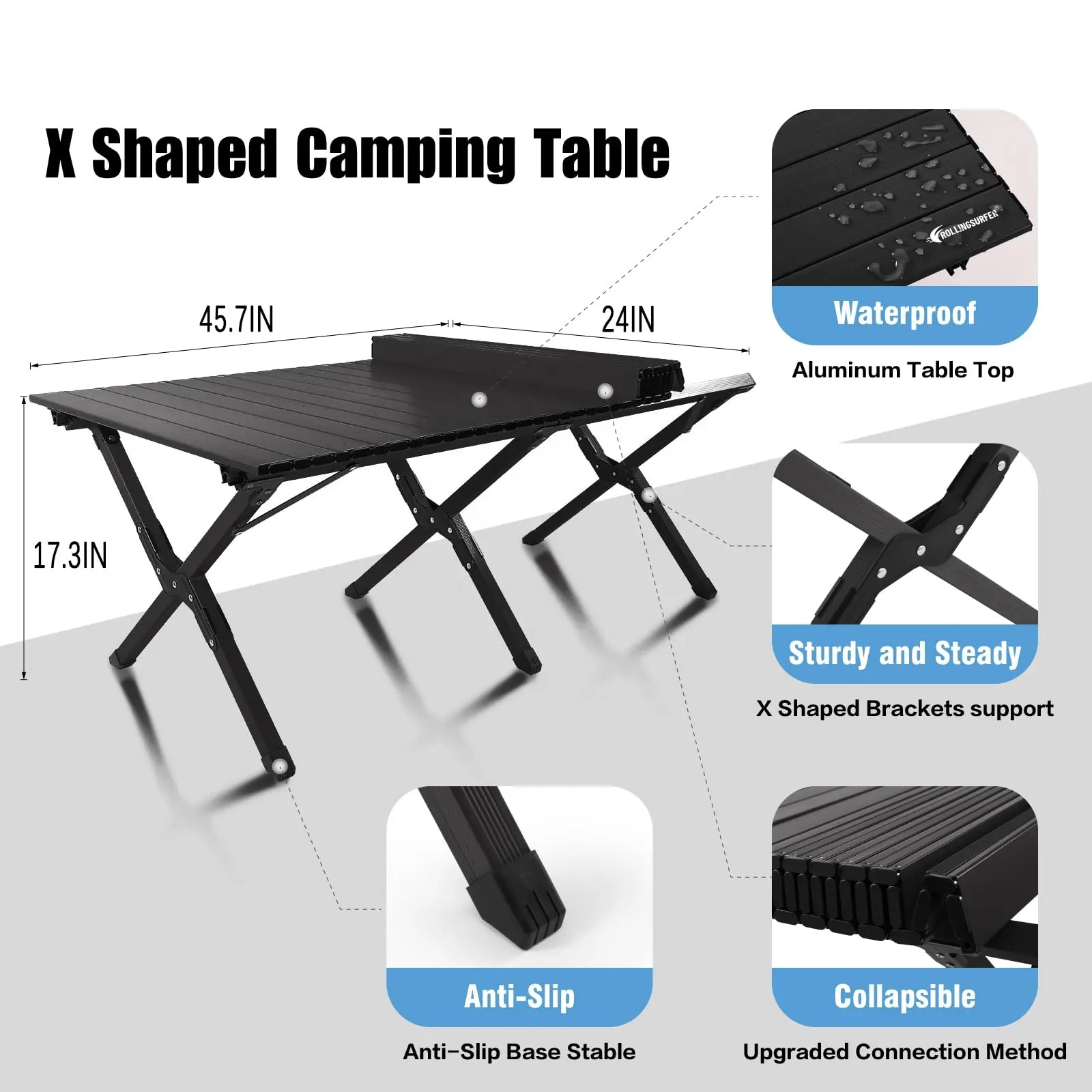 Outdoor Foldable Picnic Table Aluminum Folding High Quality Portable Beach Egg Roll Camping Table