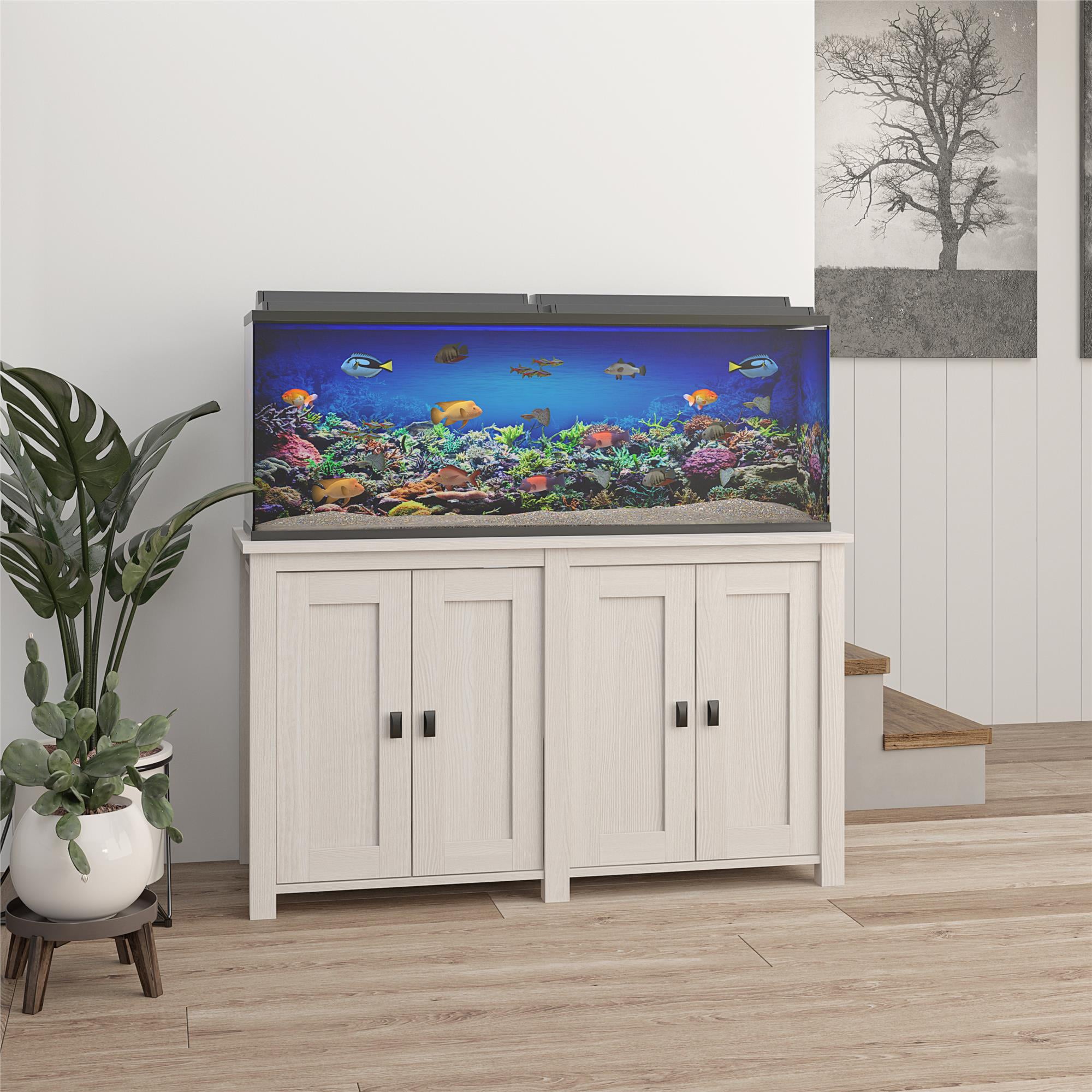 Flipper by Ollie and Hutch Farmington 55 Gallon Aquarium Stand， Ivory Oak