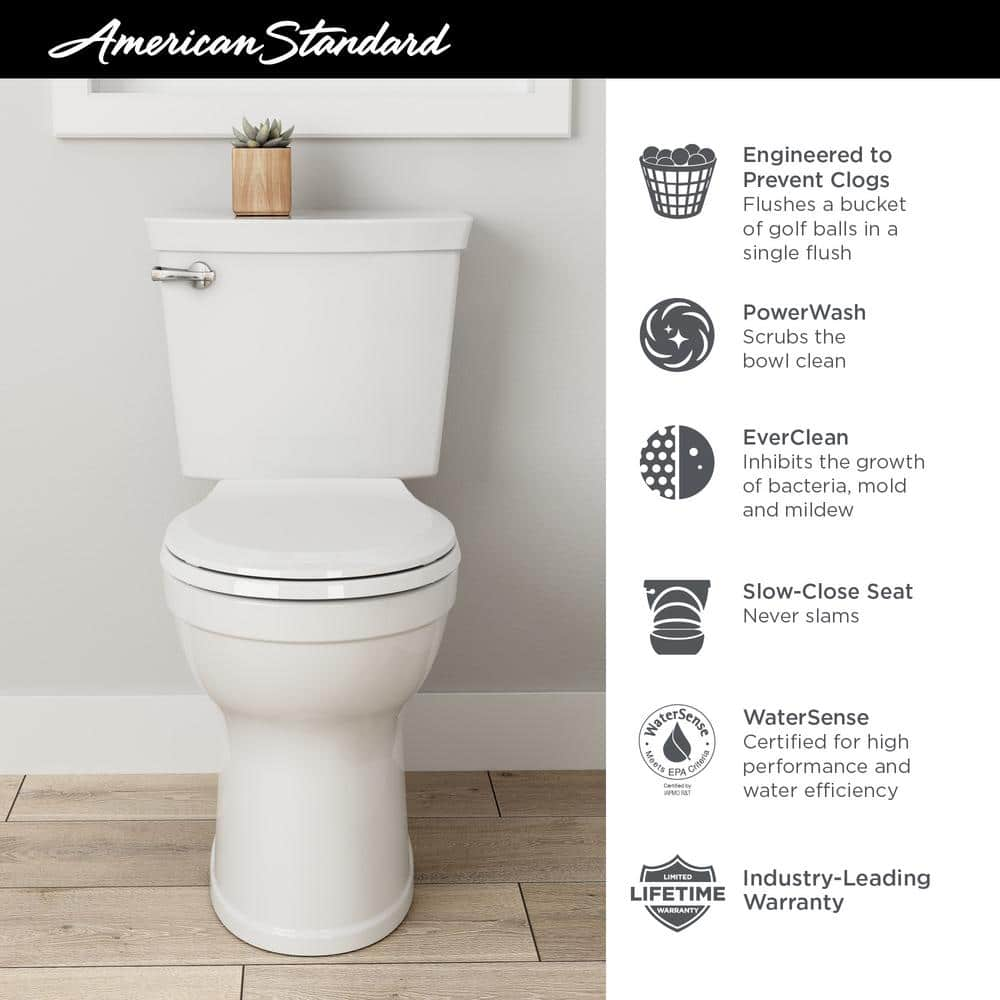 American Standard Champion Tall Height 2Piece HighEfficiency 128 GPF Single Flush Round Front Toilet in White Seat Included