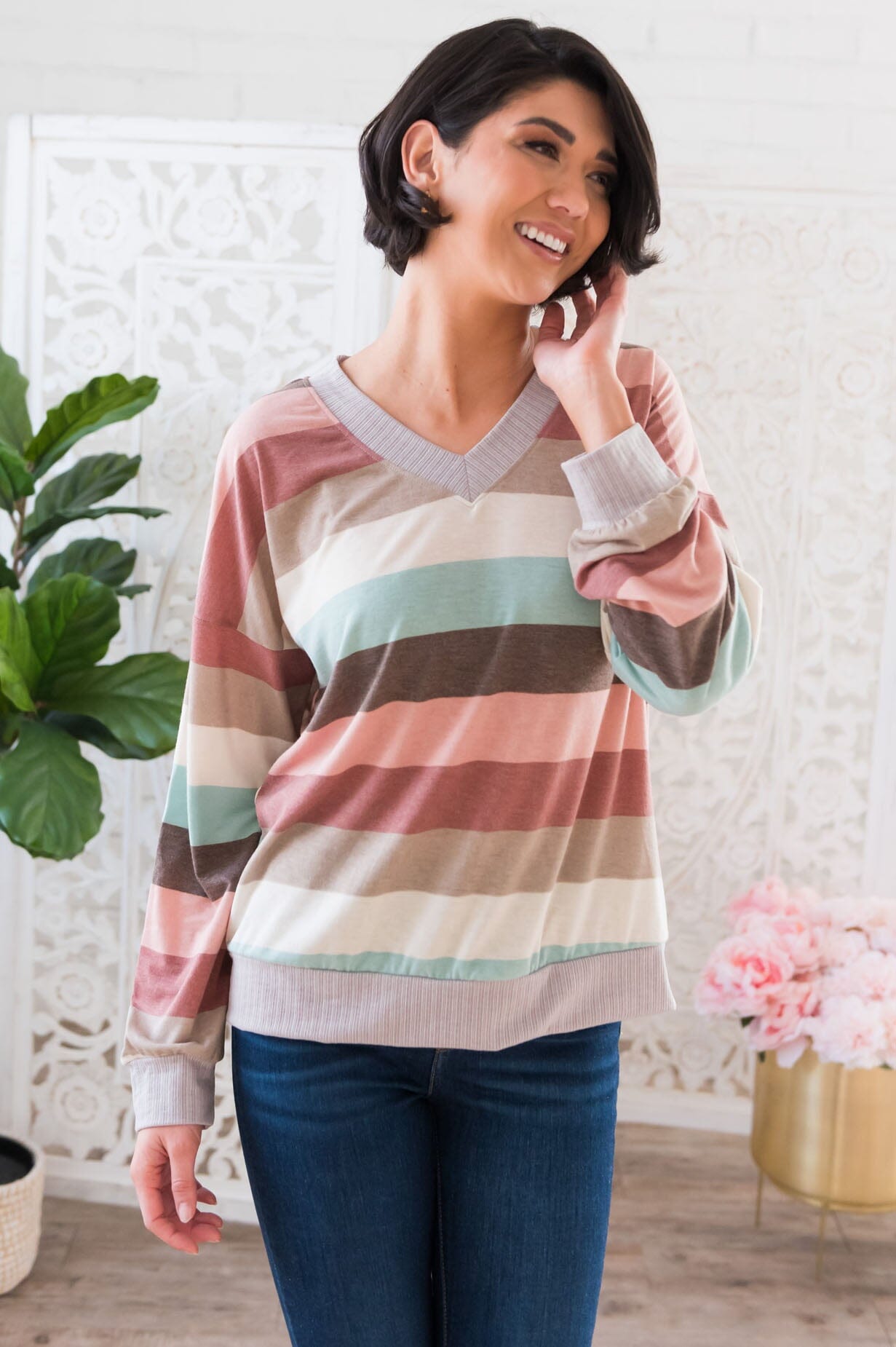 Full Of Hope Modest Striped Top