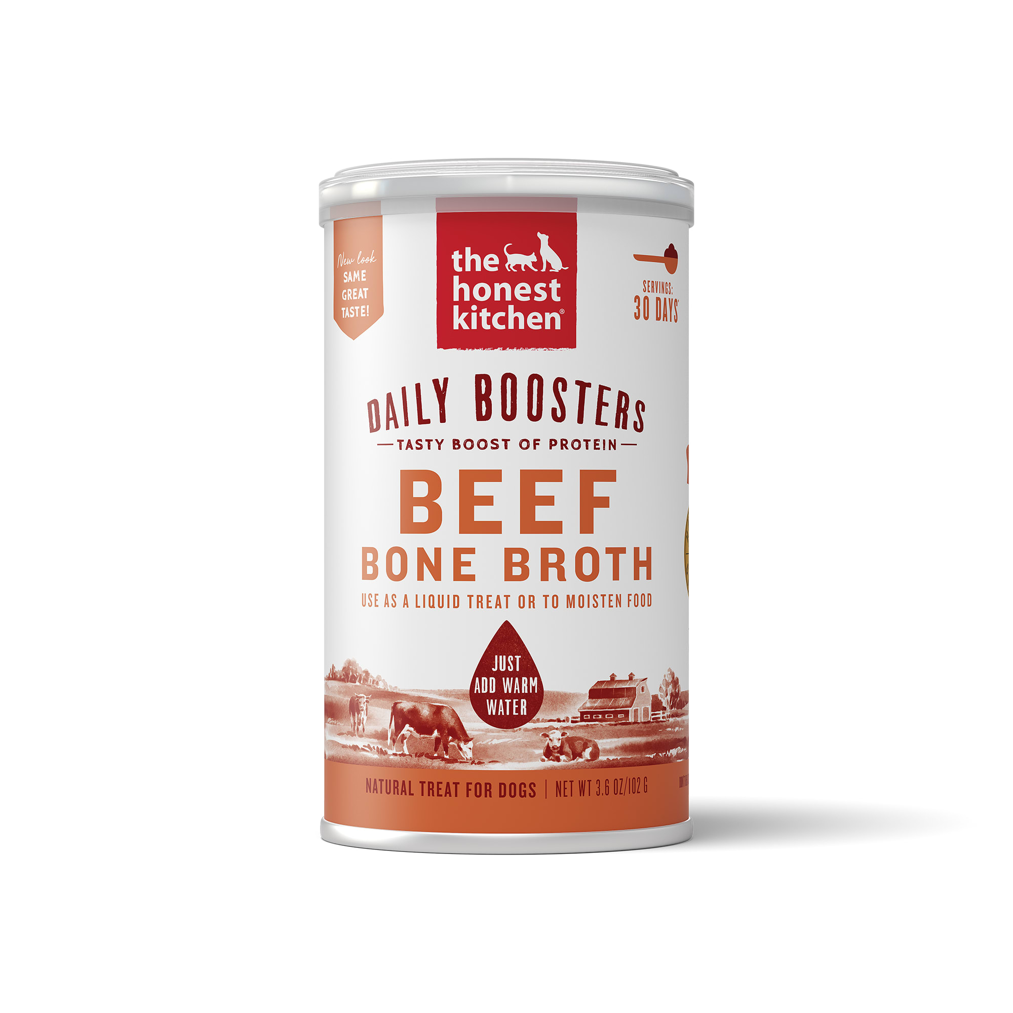 The Honest Kitchen Daily Boosts: Instant Beef Bone Broth with Turmeric Wet Dog Food， 3.6 oz.