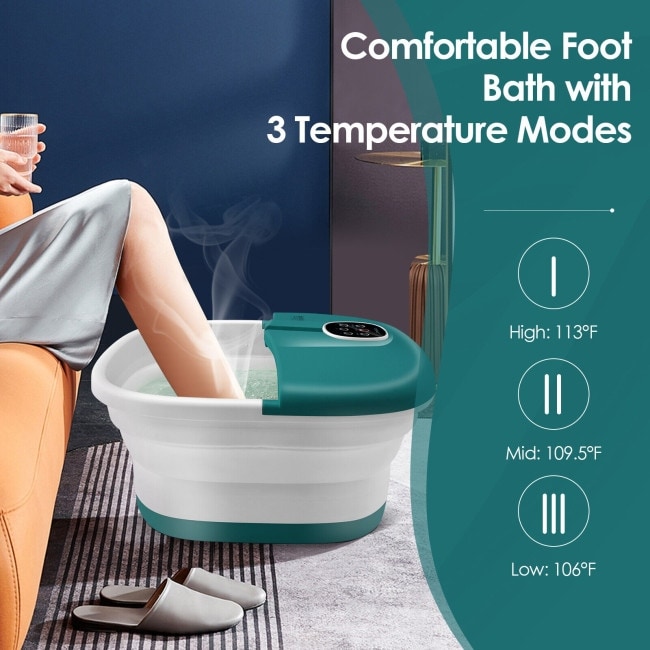 Folding Foot Spa Basin with Heat Bubble Roller Massage Temp and Time Set   13\