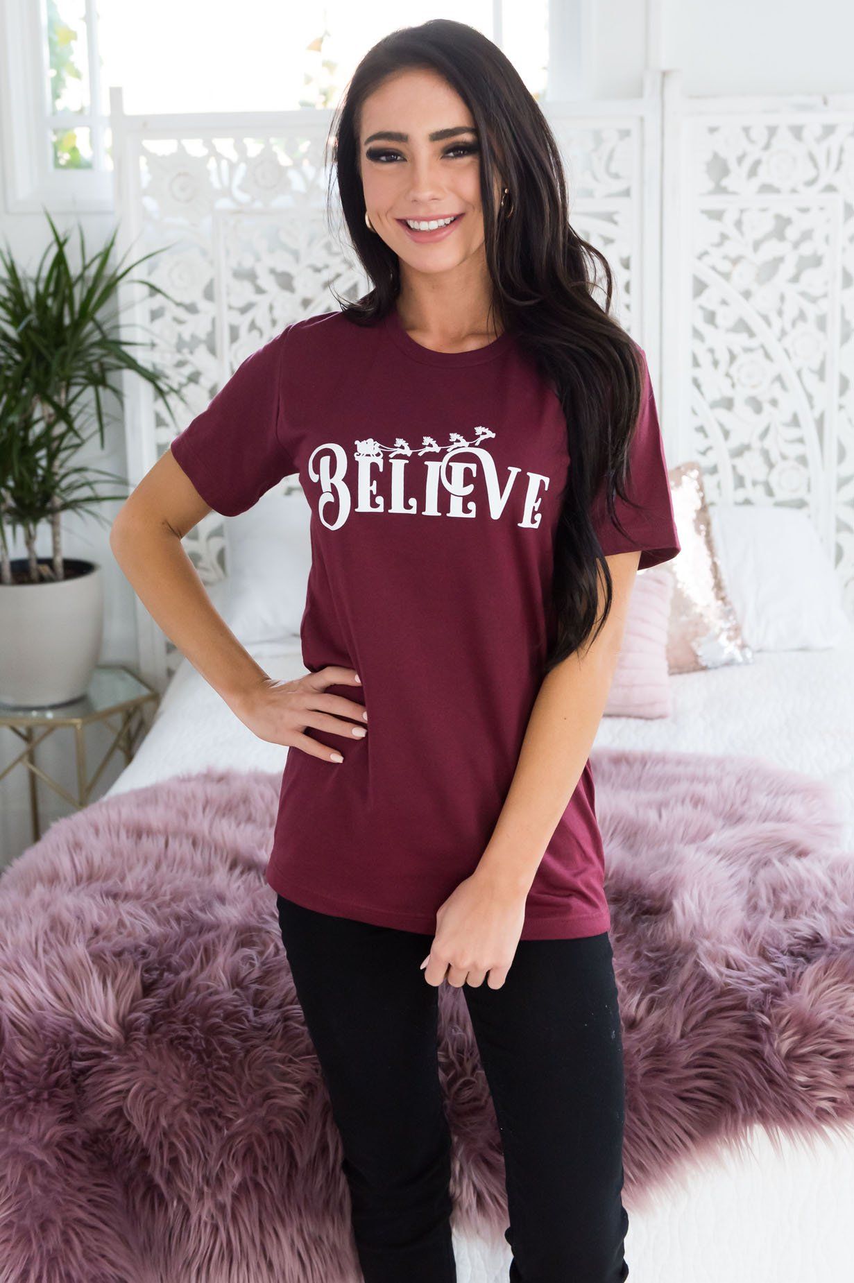 Believe In Santa Christmas Modest Tee