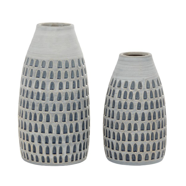 Set Of 2 Ceramic Vase Gray Shopsmaniay