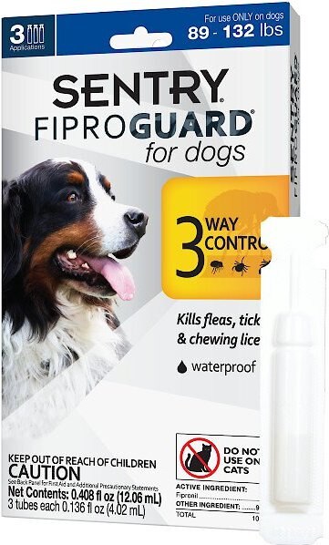 Sentry FiproGuard Flea and Tick Spot Treatment for Dogs， 89-132 lbs