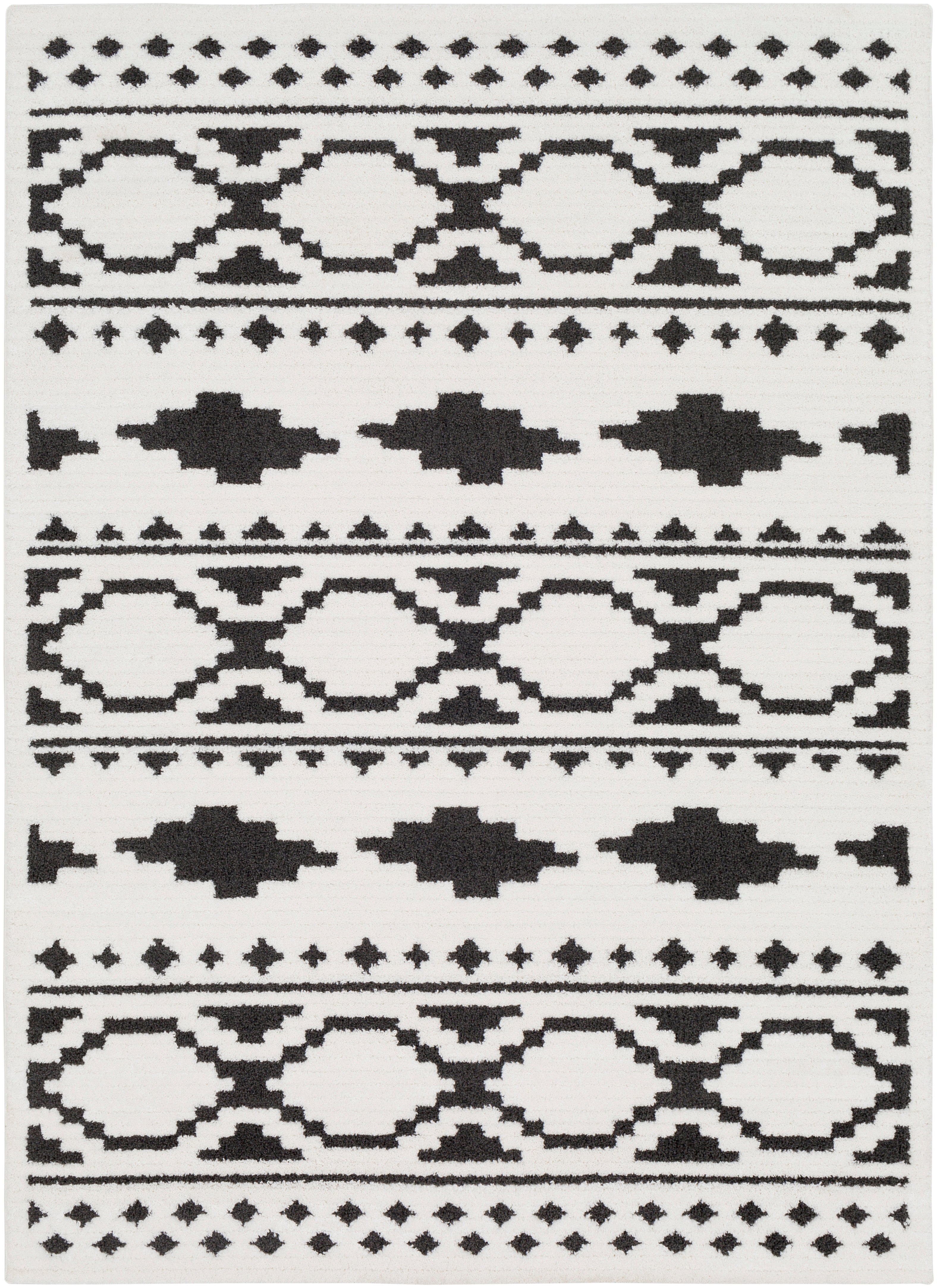 Moroccan Shag Rug in White & Black