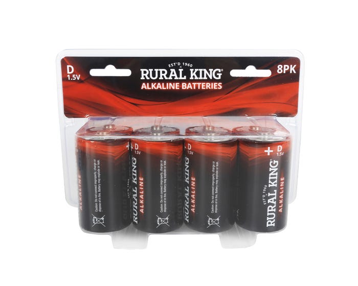 Rural King D Alkaline Batteries， 8 Pack - D8PKALK