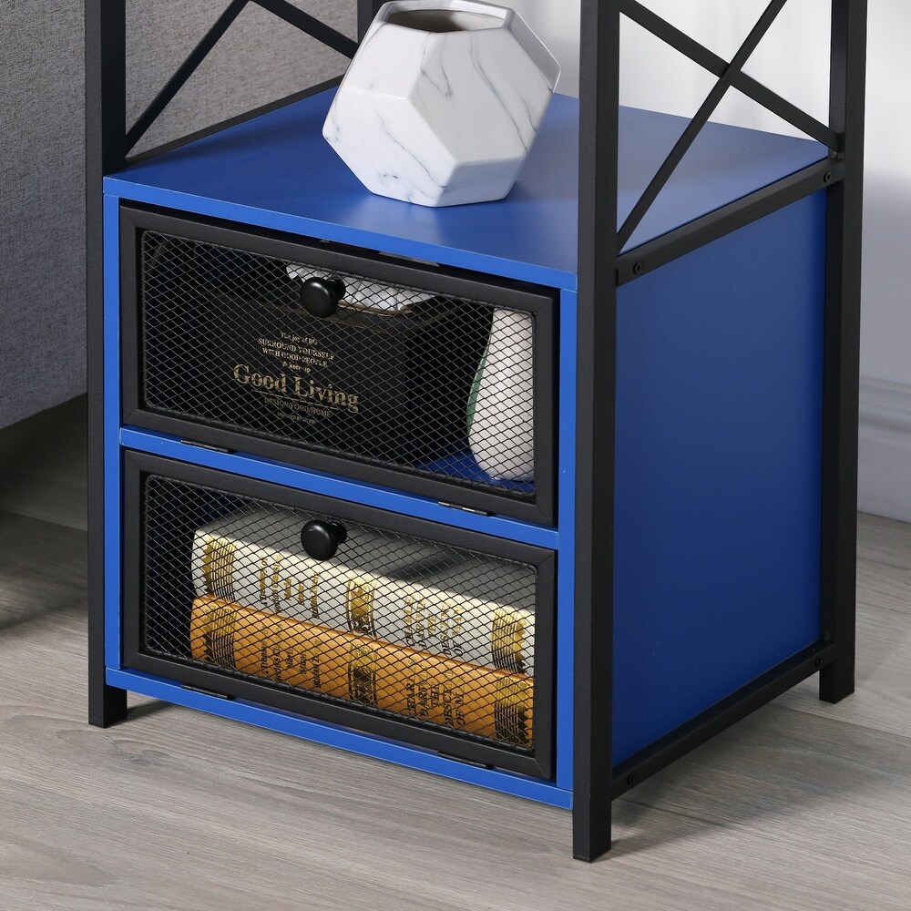 VECELO 23.8'' Tall Nightstand with Storage Shelves