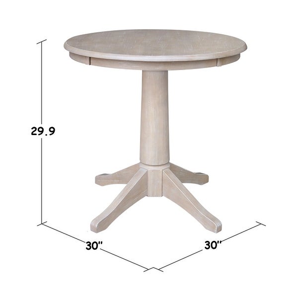 30-in. Round Washed Grey Taupe Wood Pedestal Table