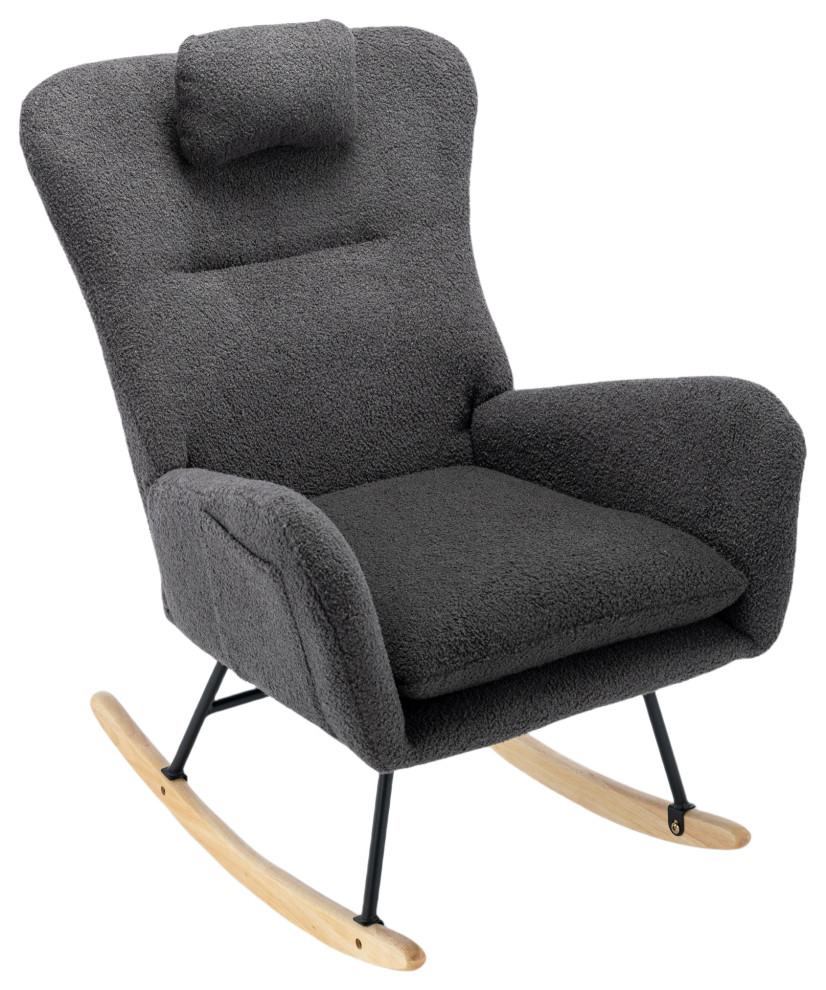 TATEUS 35.5 quotRocking Chair  Soft Teddy Velvet Fabric Rocking Chair   Modern   Rocking Chairs   by TATEUS LLC  Houzz