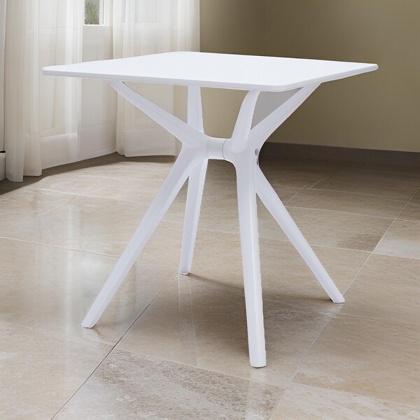 Filia 29 Inch Outdoor Dining Table，Rectangular Top，Tapered Legs，White