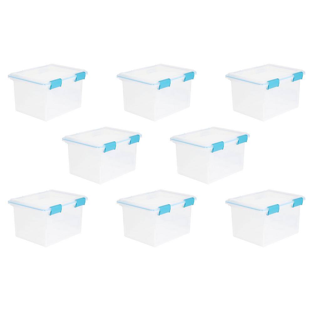 Sterilite 19334304 Clear 32 Quart Gasket Box with Clear Base and Lid (8 Pack) 8 x 19334304