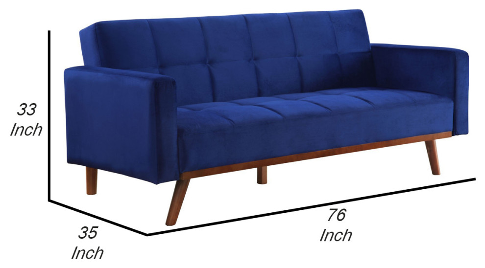 Benzara BM250386 Adjustable Sofa With Fabric Upholstery/Square Stitching  Blue   Midcentury   Sofas   by Uber Bazaar  Houzz