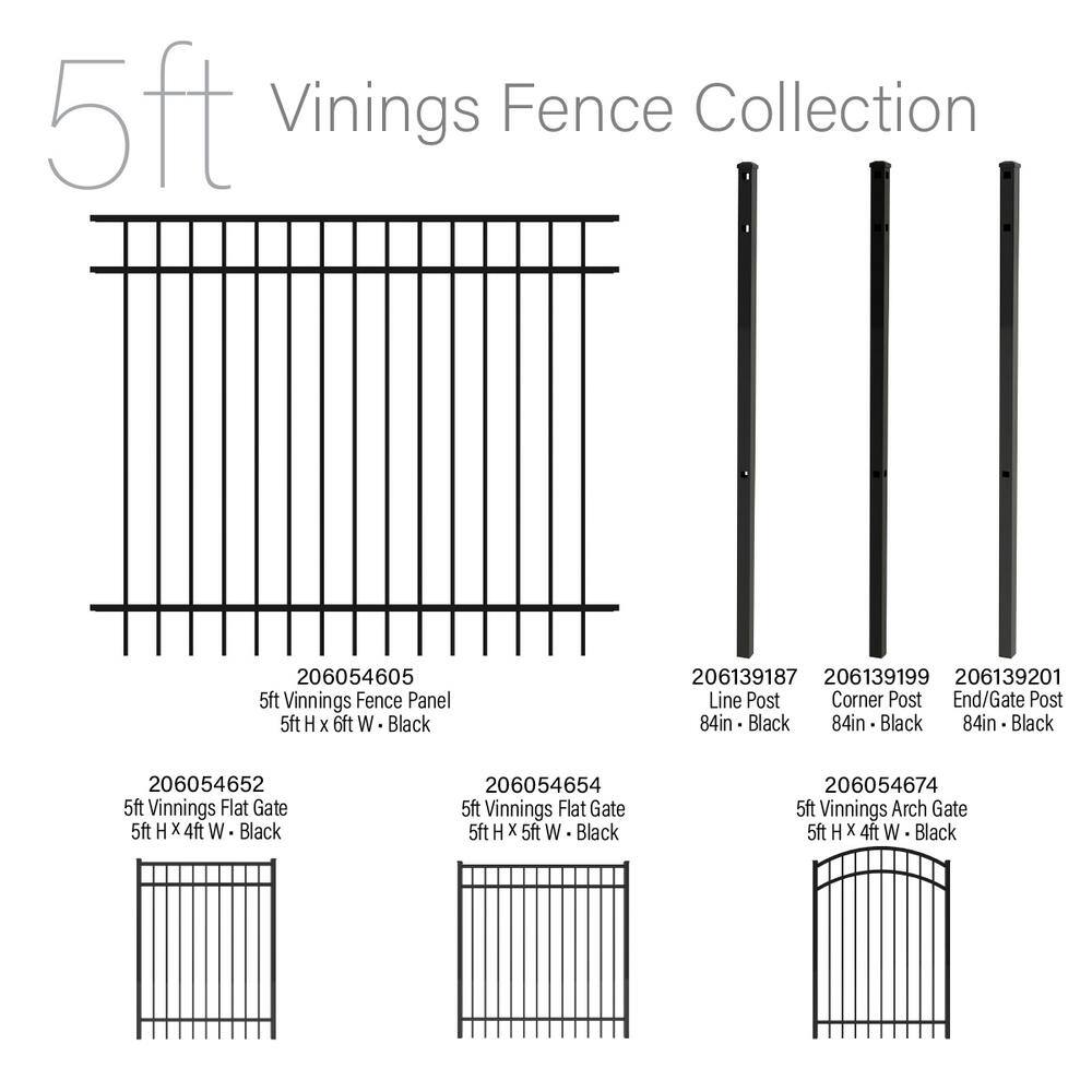 FORGERIGHT Vinings 5 ft. H x 6 ft. W Black Aluminum Pre-Assembled Fence Panel 861708