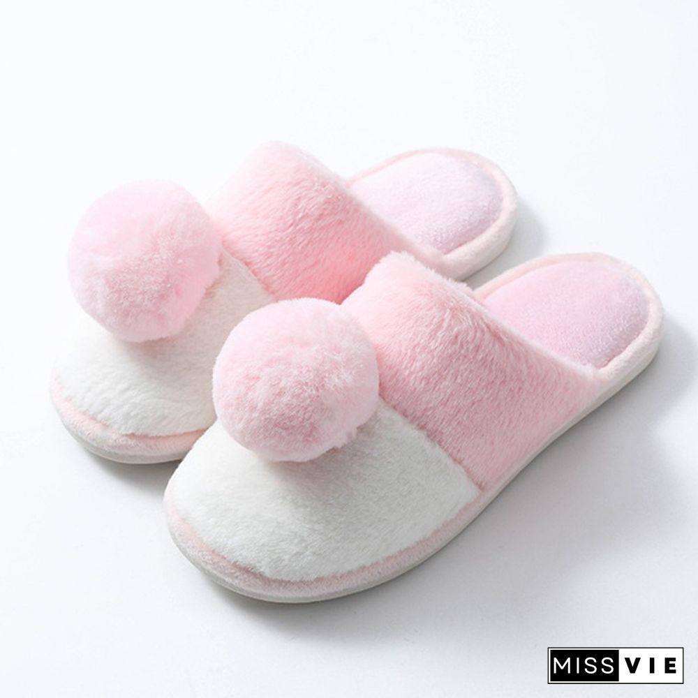 Women's Cotton Autumn And Winter Soft And Smooth Home Slippers Warm Plush Indoor Bedroom Slippers